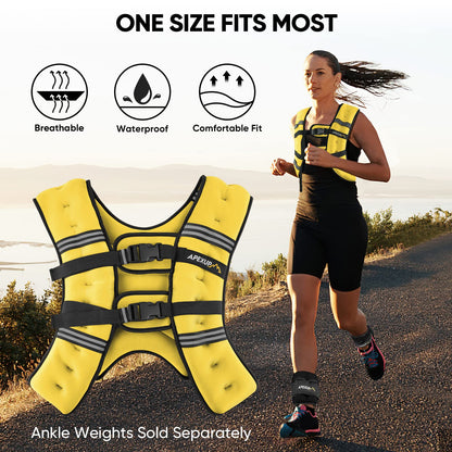 APEXUP Weighted Vest Men 5lbs/10lbs/15lbs/20lbs/25lbs/30lbs Weights with Reflective Stripe, Weighted vest for Women Workout Equipment for Strength Training Running