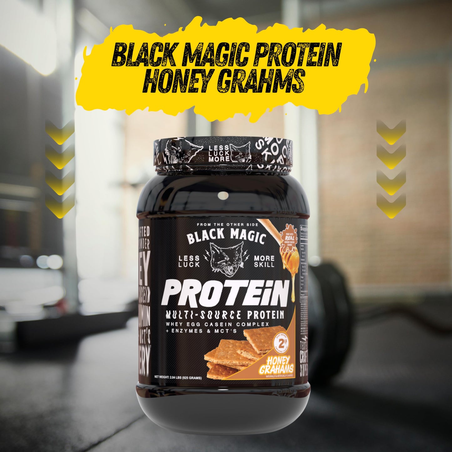 Worldwide Nutrition Bundle: Black Magic Multi-Source Protein Powder Whey, Egg Albumin Enzymes, Micellar Casein & MCTs Muscle Mass Gaining Cinnamon Toast Flavor - 2 LB & Multi-Purpose Keychain