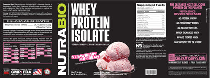 NutraBio Whey Protein Isolate Powder Supplement – 25g of Protein Per Scoop with Complete Amino Acid Profile - Soy and Gluten Free Protein Powder - Zero Fillers and Non-GMO - Alpine Vanilla - 2 Lbs