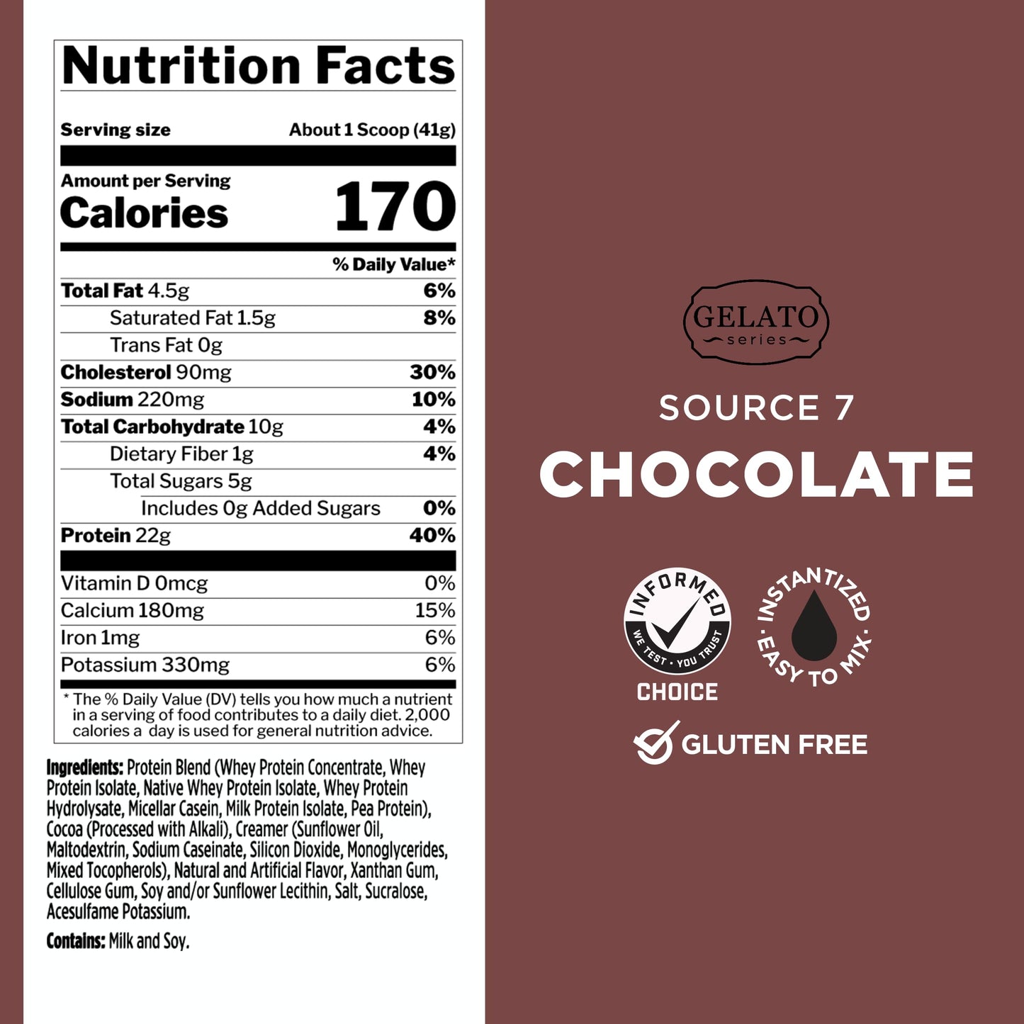 Source 7 Protein – Gelato-Inspired Flavors, Velvety Smooth Texture, 22g Sustained Protein with 10g EAAs from 7 Premium Sources (2 Pounds*, Vanilla)