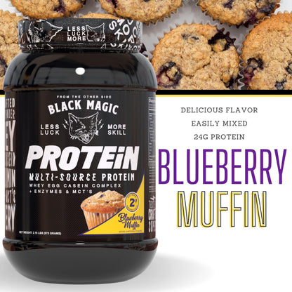 Worldwide Nutrition Bundle: Black Magic Multi-Source Protein Powder Whey, Egg Albumin Enzymes, Micellar Casein & MCTs Muscle Mass Gaining Cinnamon Toast Flavor - 2 LB & Multi-Purpose Keychain