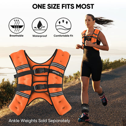 APEXUP Weighted Vest Men 5lbs/10lbs/15lbs/20lbs/25lbs/30lbs Weights with Reflective Stripe, Weighted vest for Women Workout Equipment for Strength Training Running