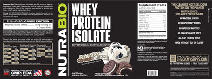 NutraBio Whey Protein Isolate Powder Supplement – 25g of Protein Per Scoop with Complete Amino Acid Profile - Soy and Gluten Free Protein Powder - Zero Fillers and Non-GMO - Alpine Vanilla - 2 Lbs