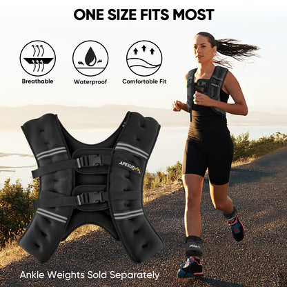 APEXUP Weighted Vest Men 5lbs/10lbs/15lbs/20lbs/25lbs/30lbs Weights with Reflective Stripe, Weighted vest for Women Workout Equipment for Strength Training Running