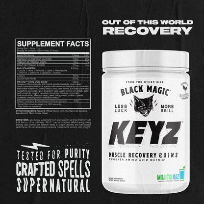 Black Magic Keyz Amino Acid Matrix Powder - Muscle Recovery & Endurance - EAA's, BCAA's, & Taurine - Keto, No Sugar, Caffeine Free - Pina Colada - 14.81 oz