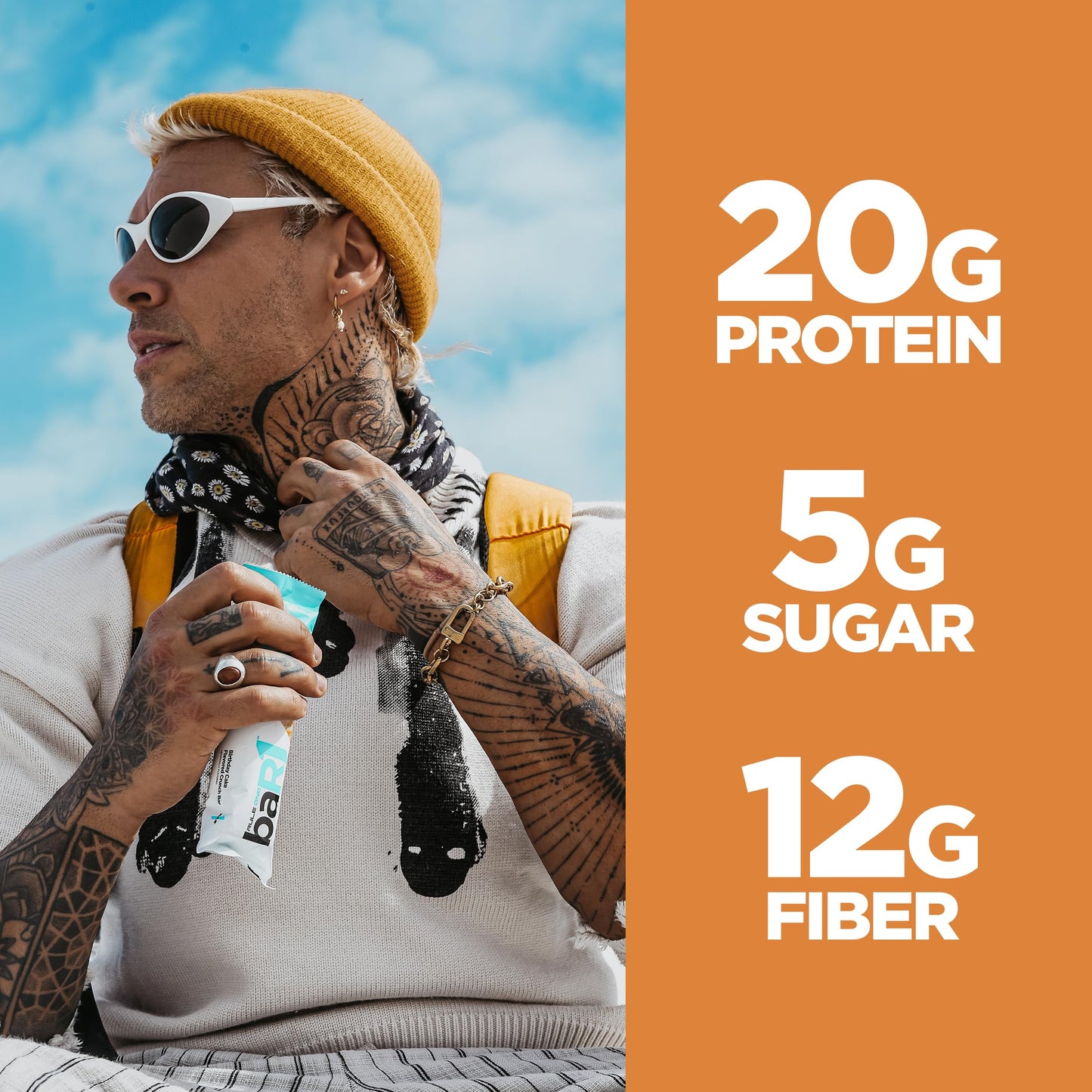 Rule 1 baR1 Crunch Bar - On-The-Go Convenient Protein Snack Bars with 20g Premium Protein, Naturally-Packed with EAAs/BCAAs, Hunger-Filling Fiber (12 Count Box, Fudge Brownie)