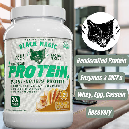 Worldwide Nutrition Bundle: Black Magic Multi-Source Protein - Whey, Egg, and Casein Complex with Enzymes & MCT Powder - Vegan Peanut Butter Protein Powder - 2 LB with Bonus Key Chain